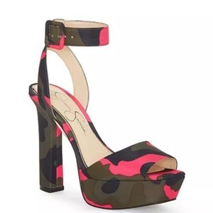Jessica Simpson Camo Ankle Strap Sandals